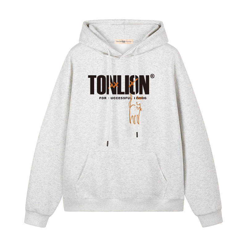 Tonlion Sweatshirts Unisex Hooded Moderate Regular