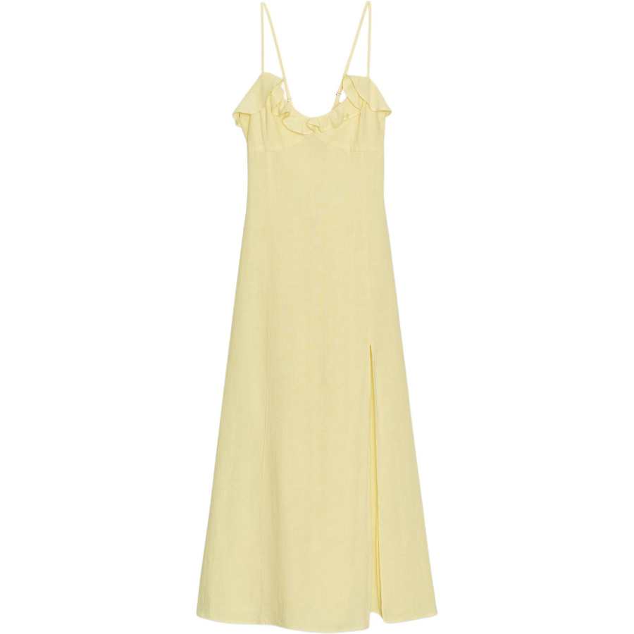 ZARA Slip Dresses Women's Yellow Crew Neck Moderate
