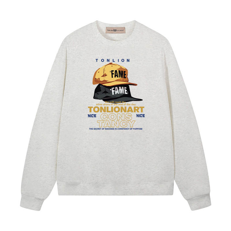 Tonlion Sweatshirts Unisex Crew Neck Moderate Regular