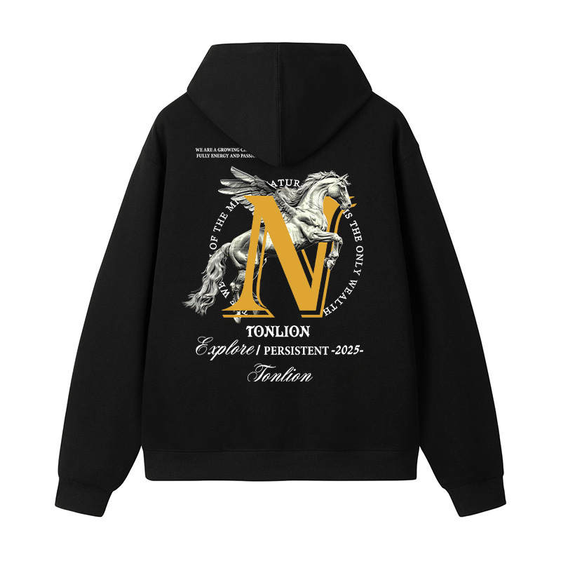 Tonlion Sweatshirts Unisex Hooded Moderate Regular