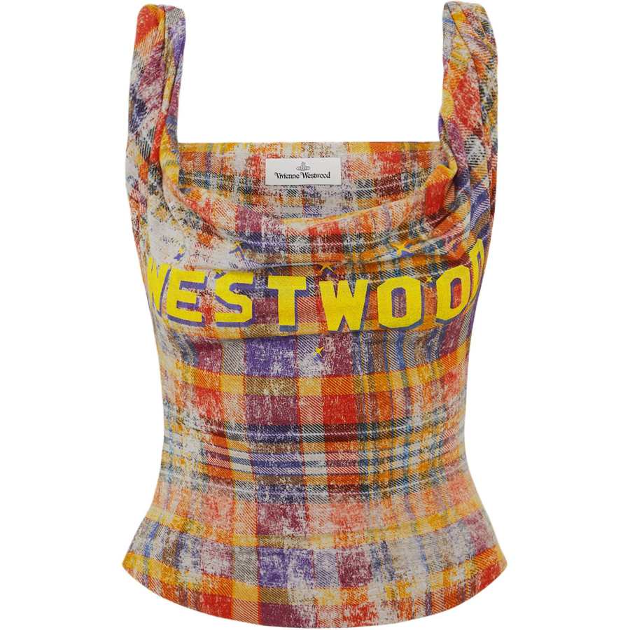 Vivienne Westwood Plaid Draped Tank Top