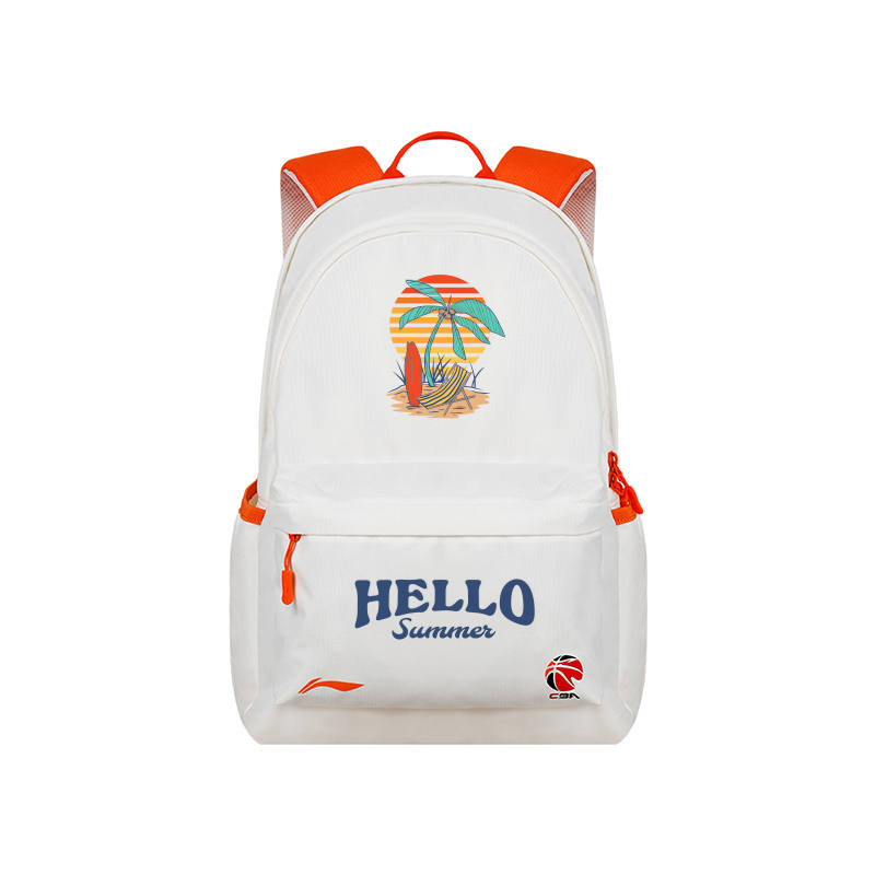 Li-Ning Li Ning Polyester Backpack Unisex White Orange