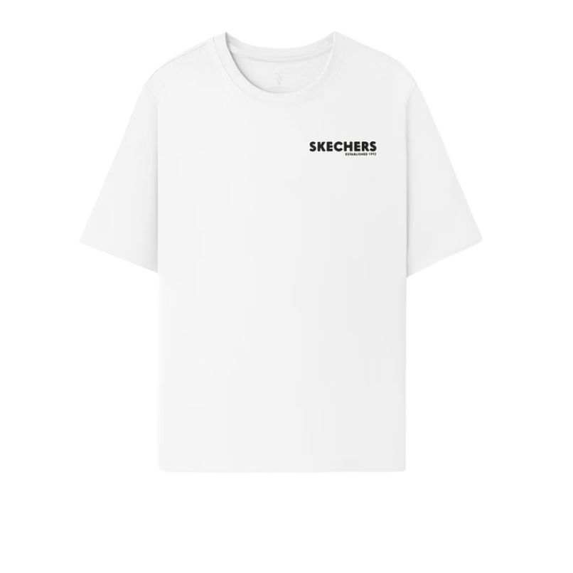 Skechers T Shirts Unisex Bright White 0019 Crew Neck Moderate