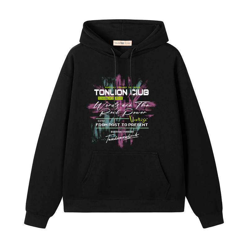 Tonlion Sweatshirts Unisex Hooded Moderate Regular