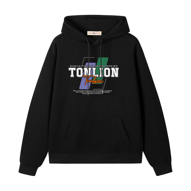 Tonlion Sweatshirts Unisex Hooded Moderate Regular