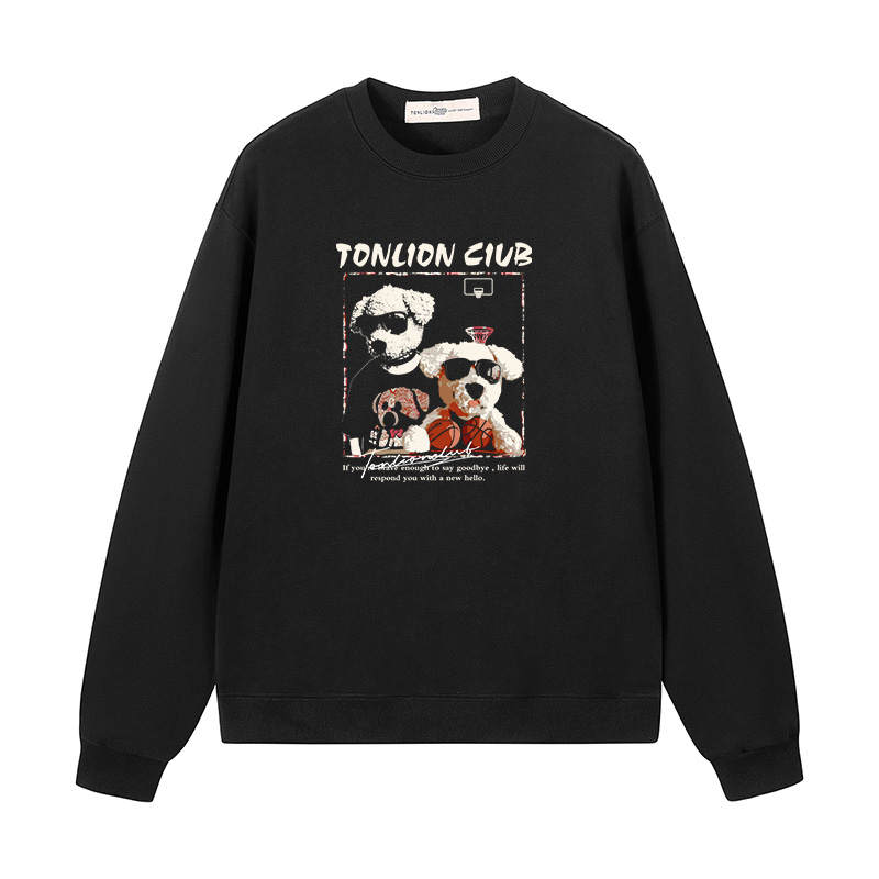 Tonlion Sweatshirts Unisex Crew Neck Moderate Regular