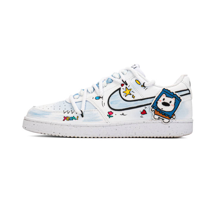 Nike Nike Court Vision 1 Graffiti Puppy Low top Skateboard Shoes Unisex Cerulean