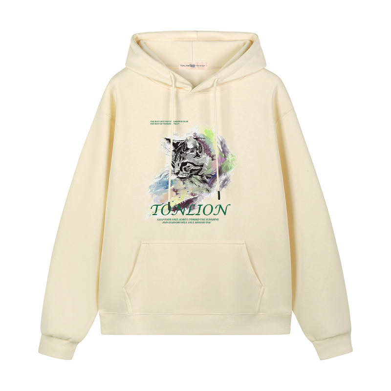 Tonlion Sweatshirts Unisex Hooded Moderate Regular