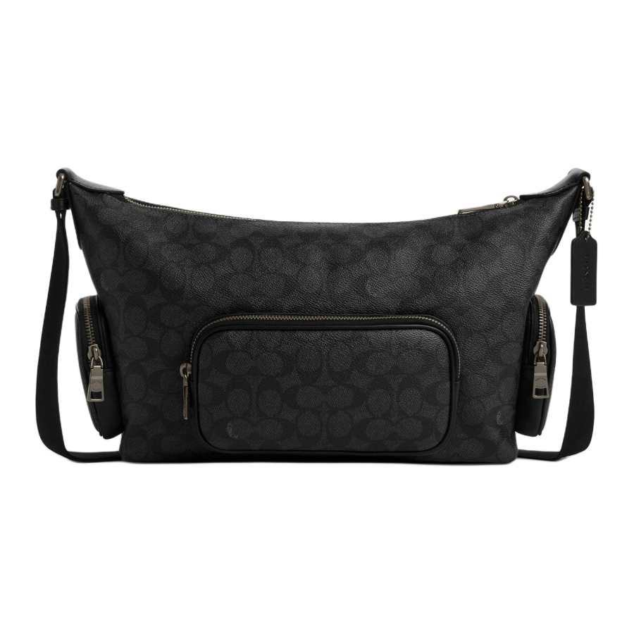 COACH Artificial Leather Shoulder Bag, Crossbody Bag Large Men's Black