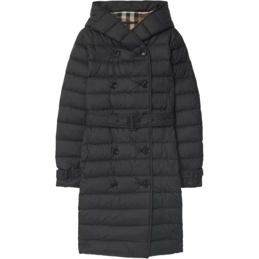 Burberry Down Jackets Women's Black Hooded Non Detachable Moderate Straight Fit
