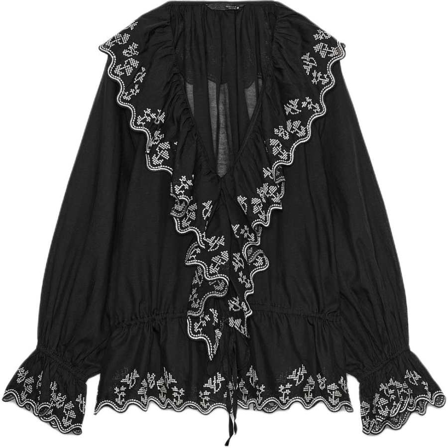 ZARA ZW Shirts Women's Black V Neck Moderate
