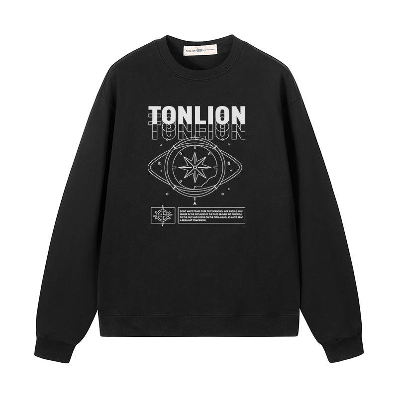 Tonlion Sweatshirts Unisex Crew Neck Moderate Regular
