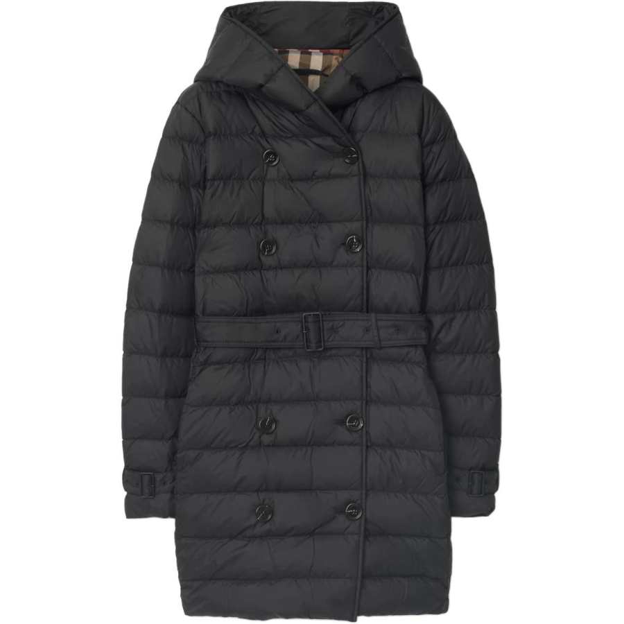 Burberry Down Jackets Women's Black Hooded Non Detachable Moderate Straight Fit