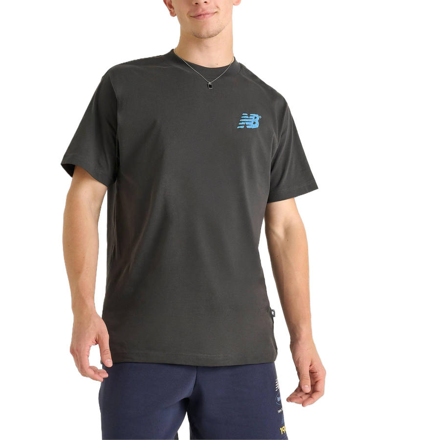 New Balance New Balance T Shirts Men's Gray/Light Blue/White Crew Neck Moderate