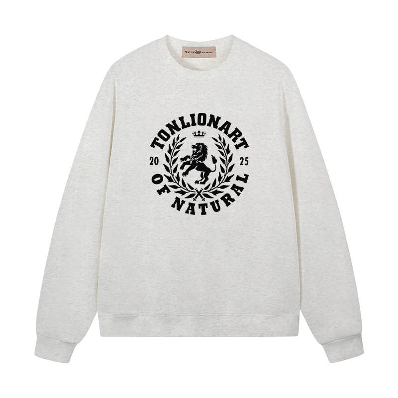 Tonlion Sweatshirts Unisex Crew Neck Moderate Regular