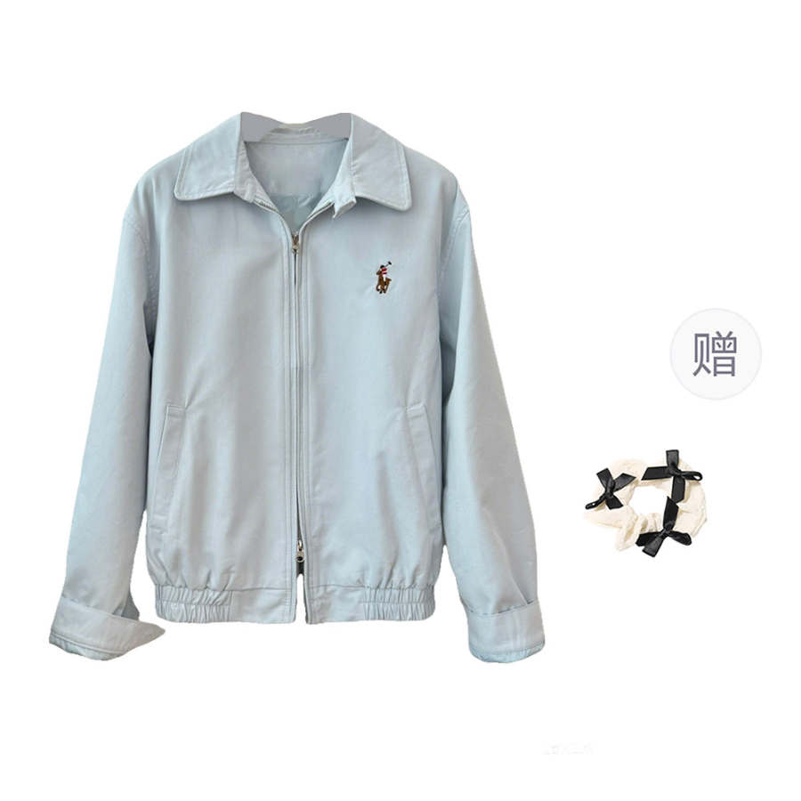 CPAURA Jackets Women's Baby Blue+Bowknot Hair Tie Set Polo Collar Moderate Other