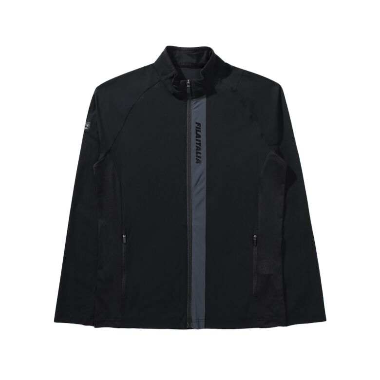 FILA Jackets Men's Black Stand Collar Moderate Multi Pocket Knitted