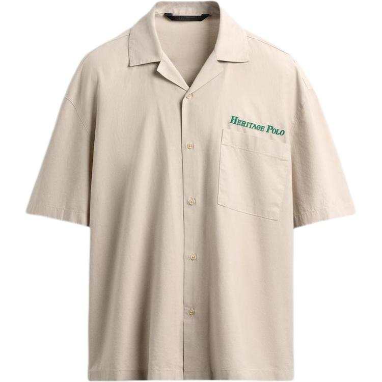 ZARA Shirts Men's Tan Cuban Collar Moderate