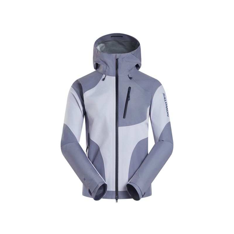 SALOMON Gore Tex Jackets Women's Interstellar Blue/Granite Blue Hooded Non Detachable Moderate