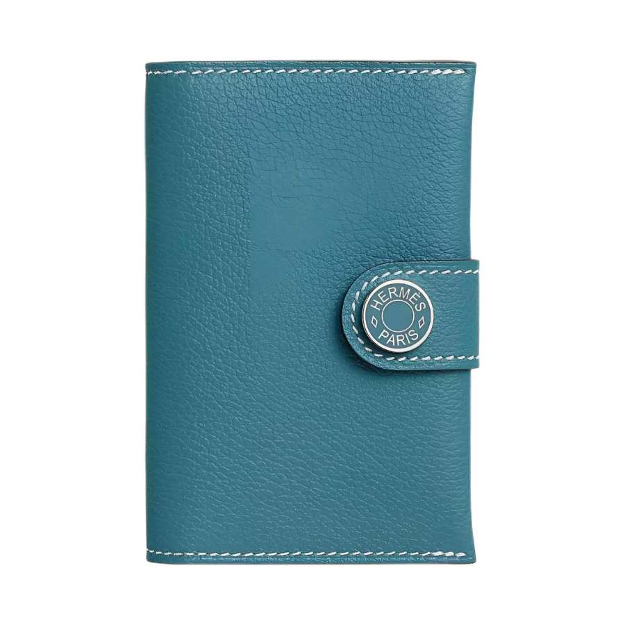 HERMES R.M.S Evercolor Leather Card Holder Women's D2 NEW BLEU JEAN New Denim Blue