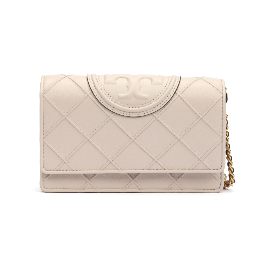 TORY BURCH TORY BURCH Fleming Chain Wallet New Cream