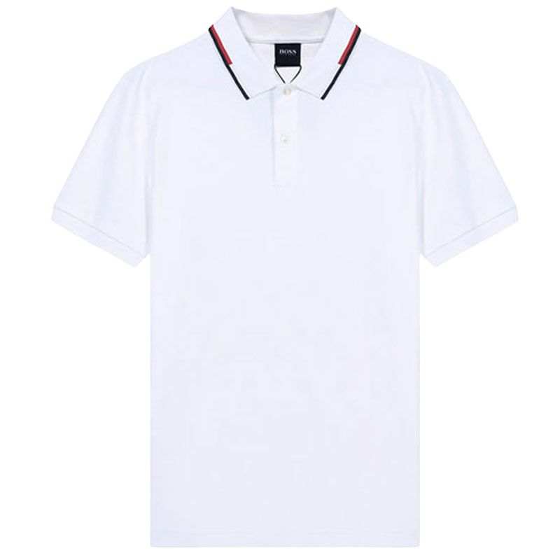 HUGO BOSS Stripes Short Sleeved Polo Shirt Men's White