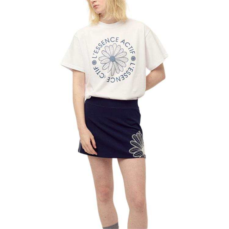 MARDI MERCREDI T Shirts Women's White Marine Blue Crew Neck