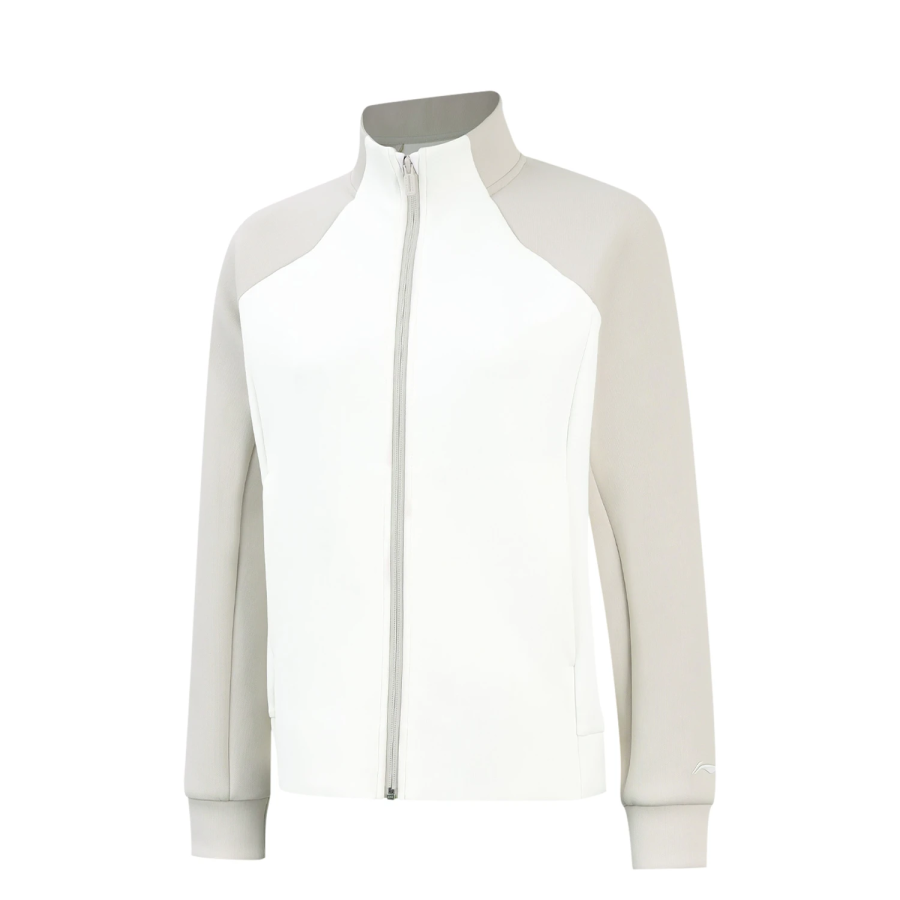 Li-Ning Li Ning Sweatshirts Women's Gravel White/Ivory Stand Collar Moderate Cardigan