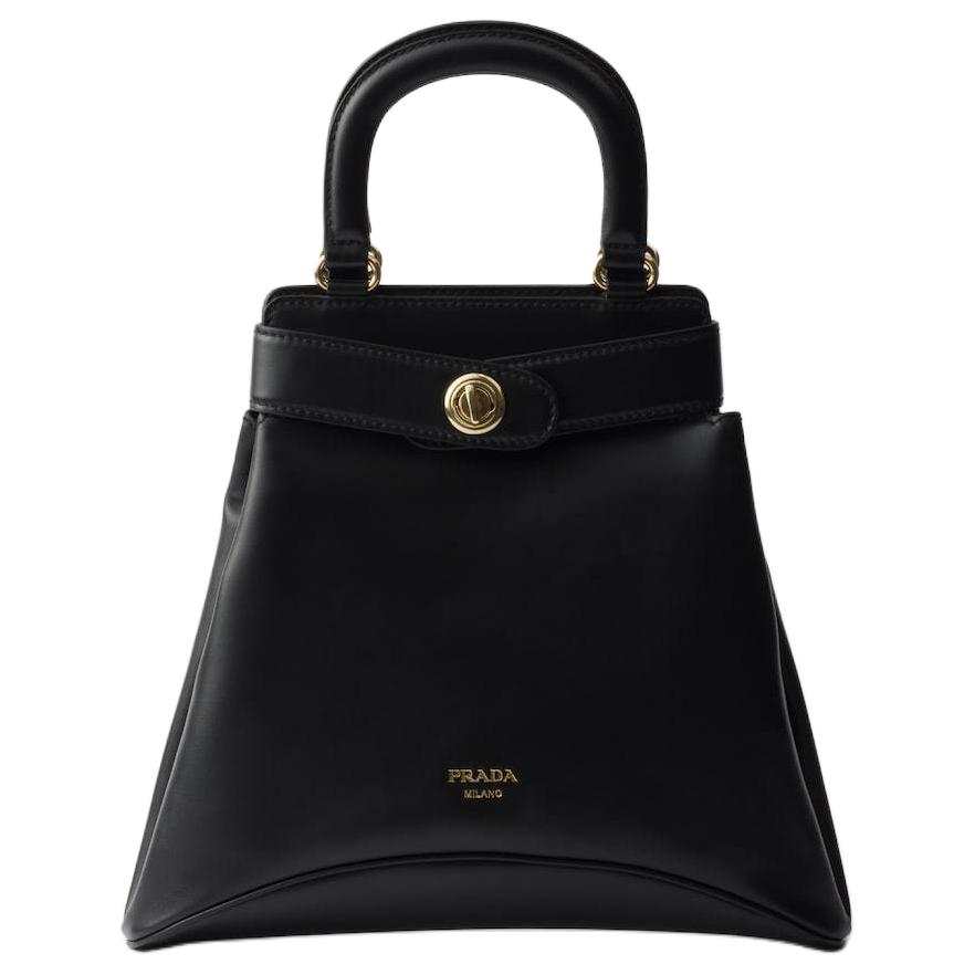 PRADA Carey Leather Crossbody Handbag Medium Women's Black