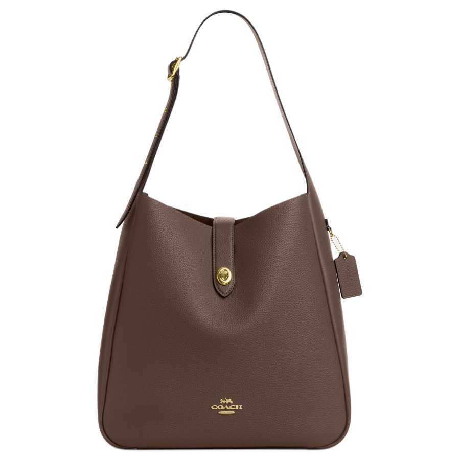 COACH Hadley Cow Leather Shoulder Bag Large Women's Dark Umber