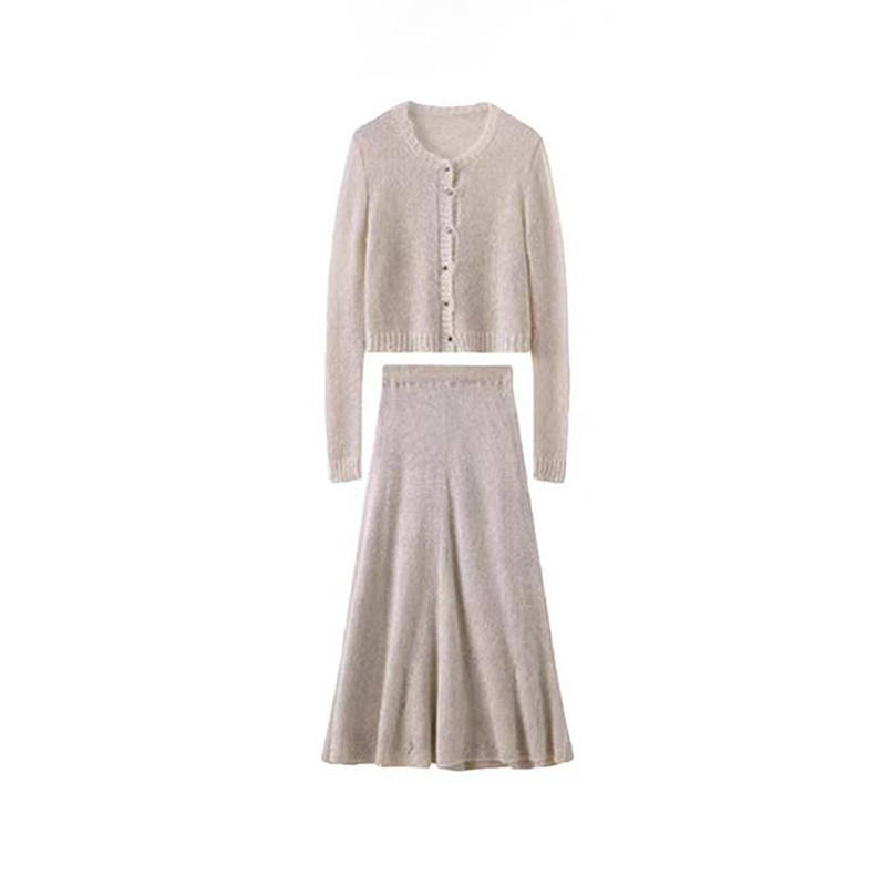 MARIE·COCO Two Piece Skirt Sets Women's Top+Skirt Crew Neck Moderate Mid Length