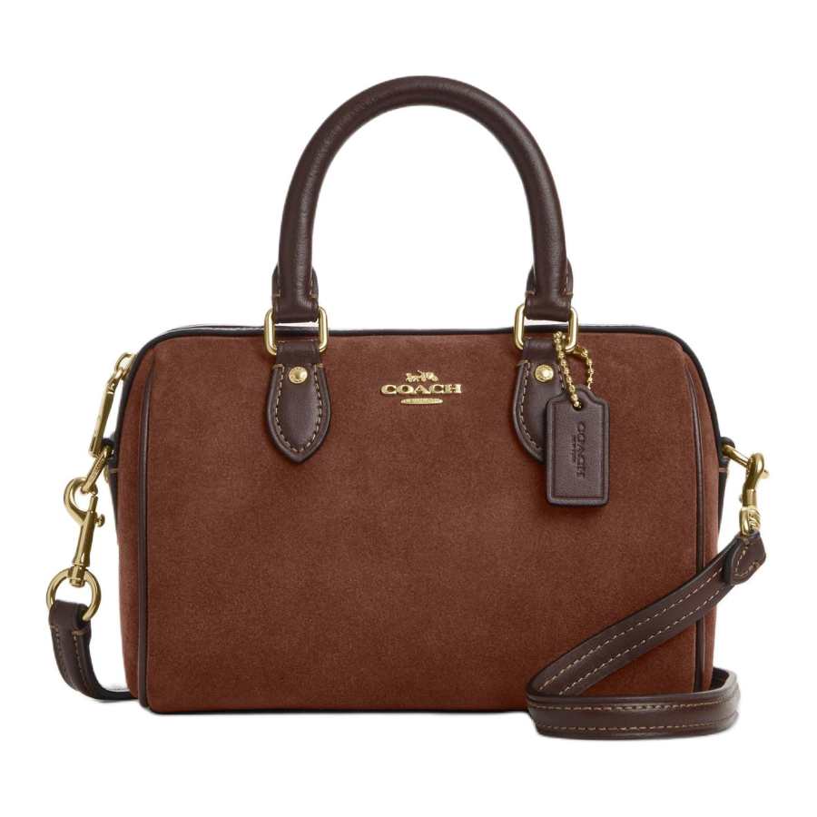 COACH Rowan Cow Leather Boston Cylinder Bag Handbag Small Women's Vintage Brown