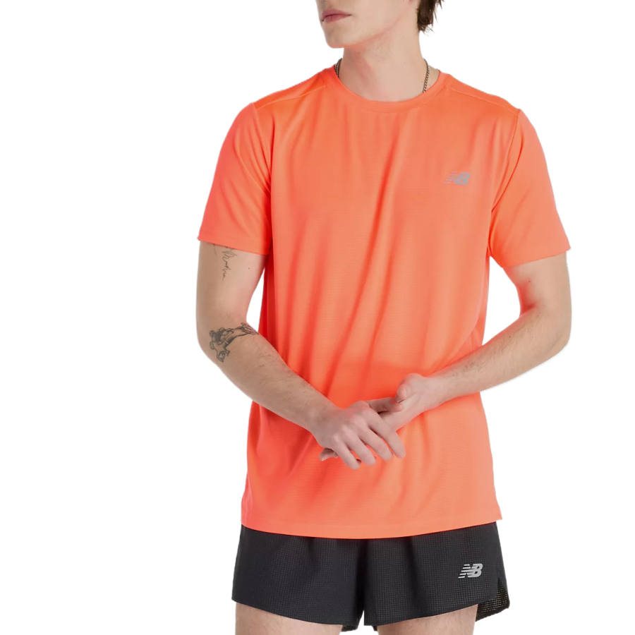 New Balance New Balance T Shirts Men's Red Crew Neck Moderate Straight Fit