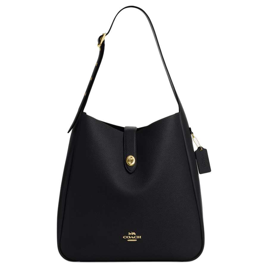 COACH Hadley Cow Leather Shoulder Bag Large Women's Black