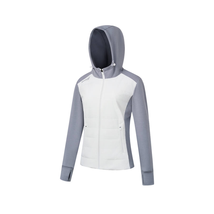 Saucony Puffer Jackets Unisex Nickel Gray Hooded Moderate