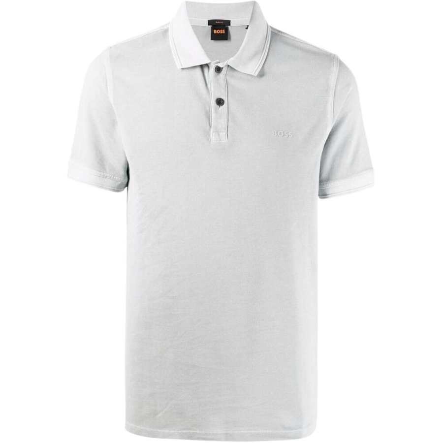 HUGO BOSS Polo Shirts Men's Gray Polo Collar Moderate Straight Fit