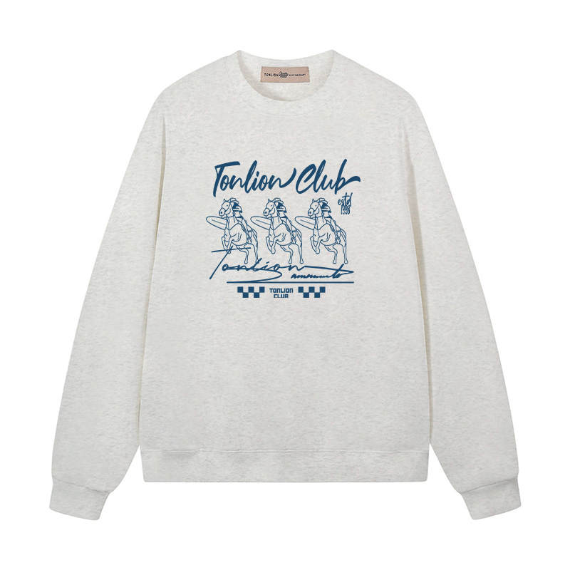 Tonlion Sweatshirts Unisex Crew Neck Moderate Regular