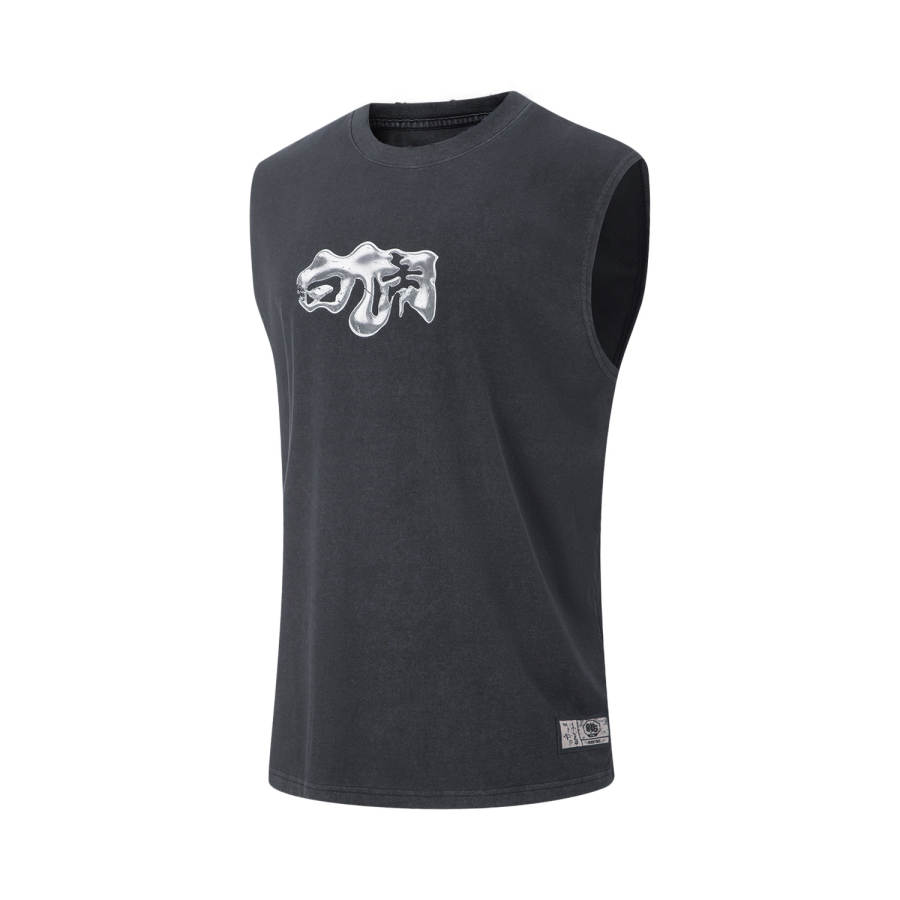 Li-Ning Li Ning Tank Tops Men's Black Crew Neck Moderate Straight Fit