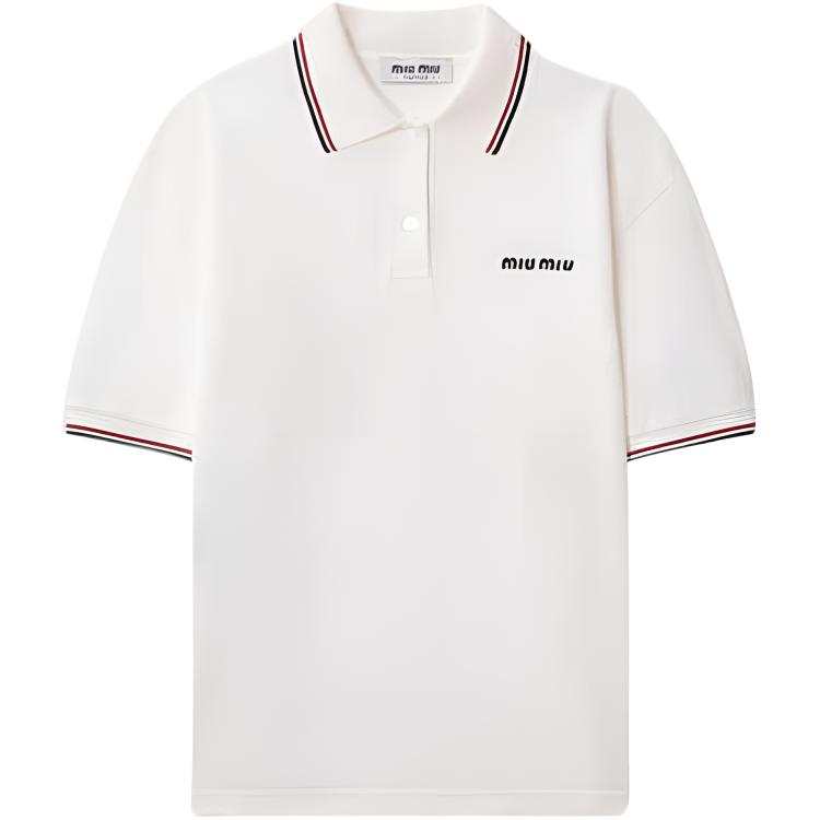MIU MIU Polo Shirts Women's White Polo Collar Moderate