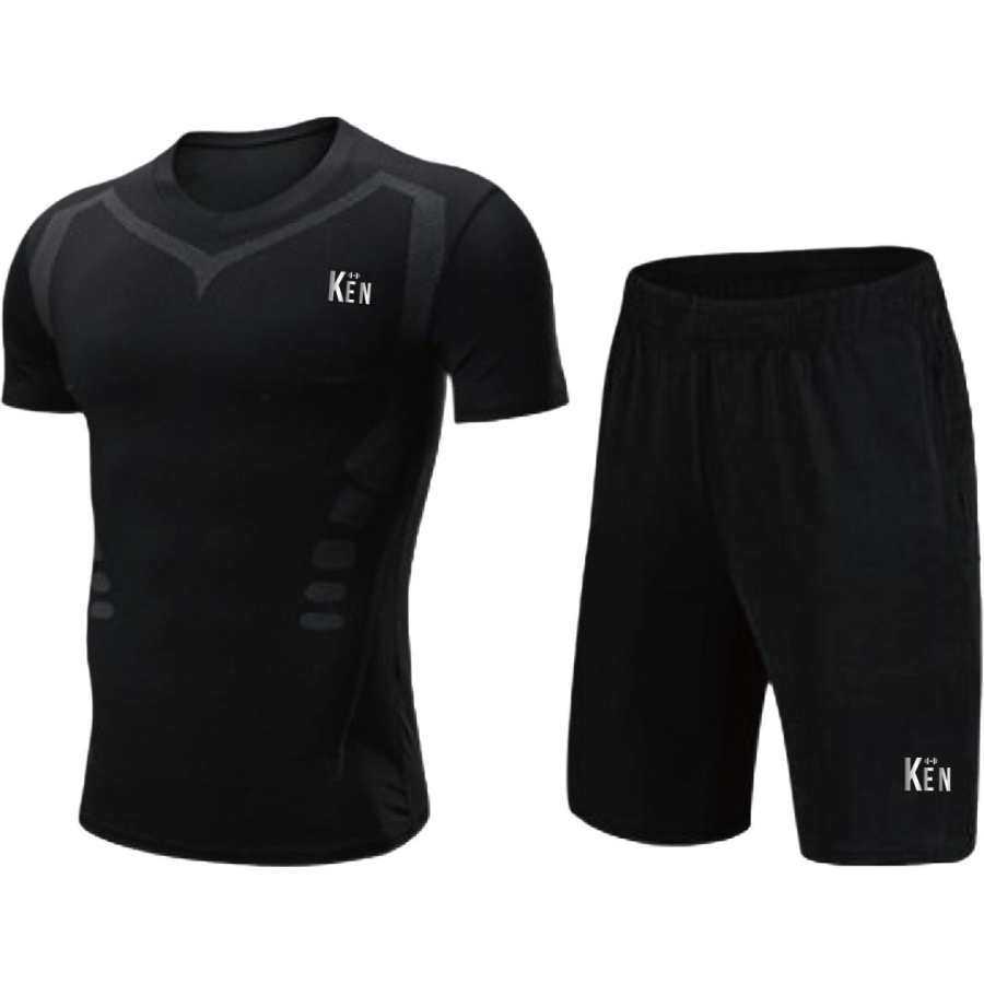 Barbie Fitness Sets Men's Black Crew Neck Thin
