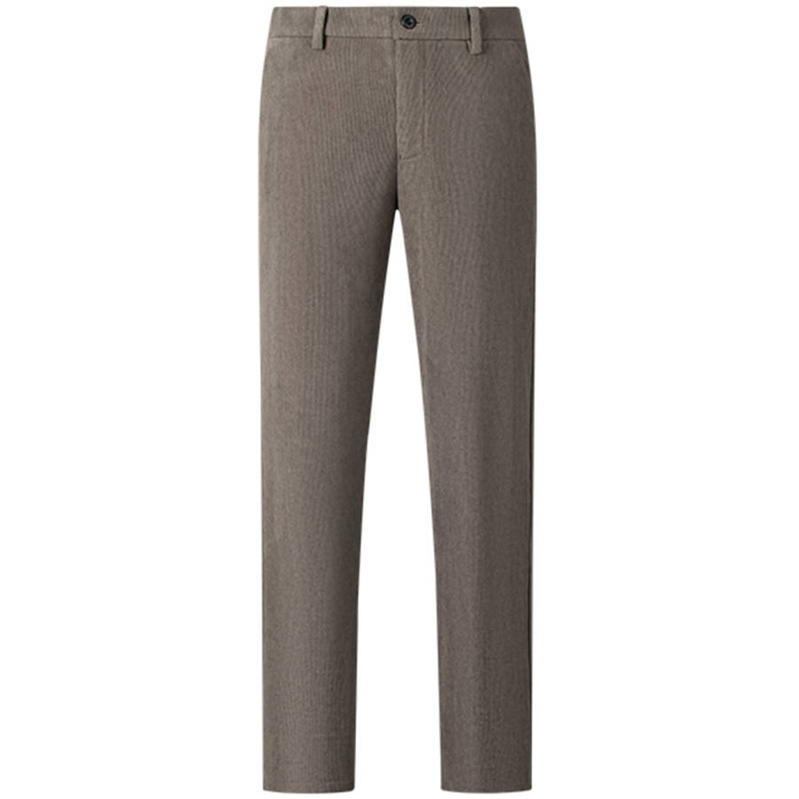 Hodo Casual Pants Men's Coffee Thickened Straight Fit Pants