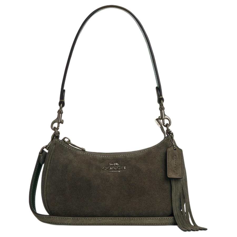 COACH Teri Cow Leather Crossbody Bag, Shoulder Bag Small Women's Army Green