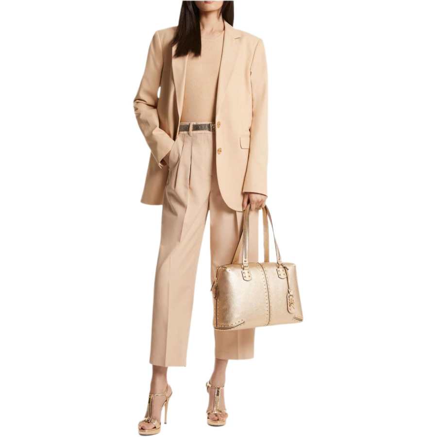 MICHAEL KORS Cotton Blend Twill Blazer Business Suit Women's Khaki