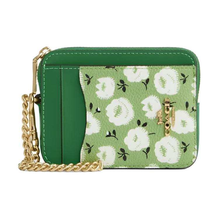 COACH Card Case Coated Canvas Card Holder Women's Green