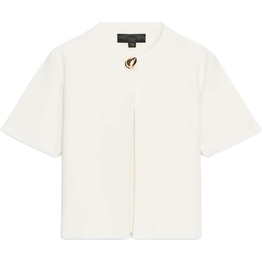 ZARA Knitwear Women's White Crew Neck Moderate Cardigan