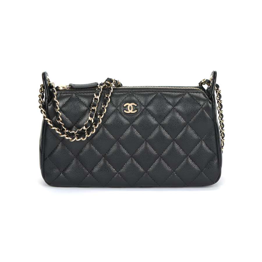 CHANEL Grain Cow Leather Material Gold Metal Hobo Shoulder Bag, Crossbody Bag Women's Black
