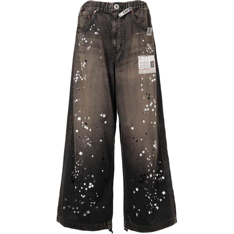 Maison Mihara Yasuhiro Rhinestone embellished Wide leg Jeans
