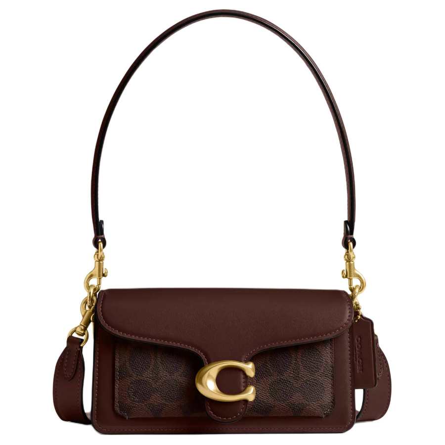 COACH Tabby Coated Canvas With Calfskin Crossbody Bag, Shoulder Bag Small Women's Maple