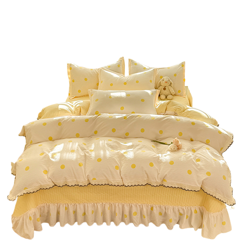 YALU 100% Cotton Cut Out Two Tone Embroidery Lace Trims French Bedspread Style