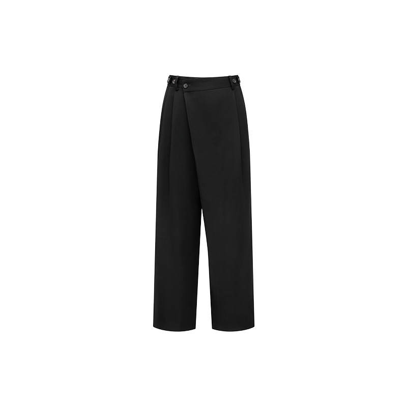Feng Chen Wang Casual Pants Unisex Black Moderate Wide Leg Pants